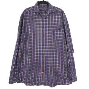 St. Croix ITALY🇮🇹MADE Men's Shirt Plaid Check Size‎ LARGE Purple Black Cotton